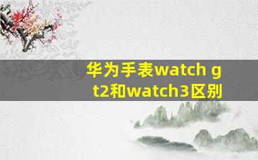 华为手表watch gt2和watch3区别